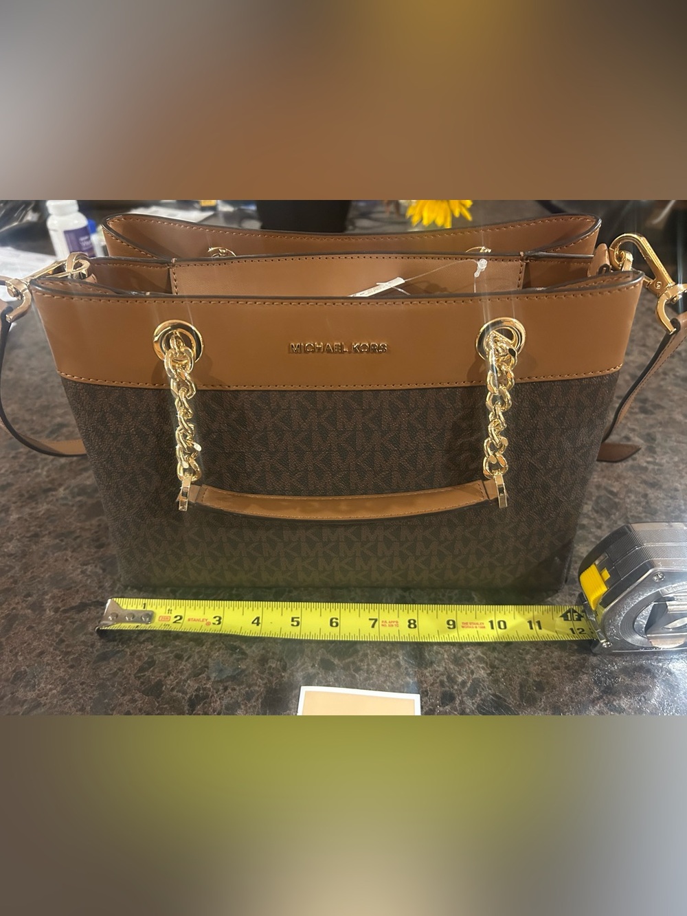 Michael Kors Brown/Acorn Lori Medium Satchel with Gold Hardware